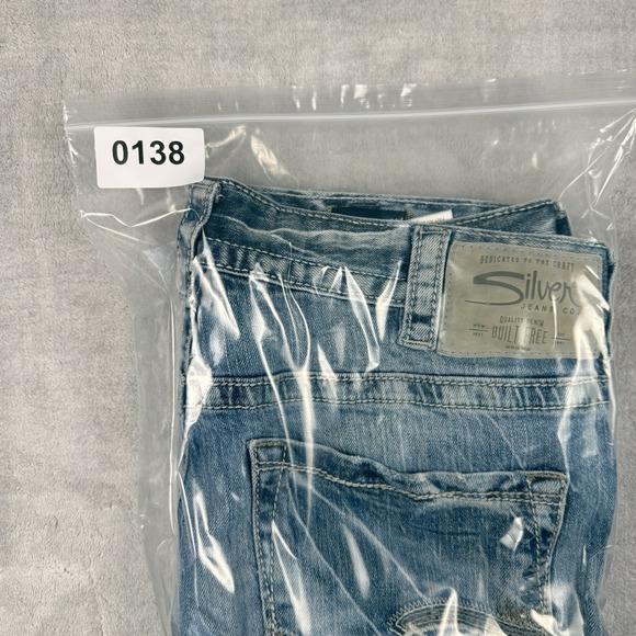 Silver Jeans Mens 34x32 Blue Denim Eddie Straight Y2K Faded Thick Stitch - Picture 10 of 16